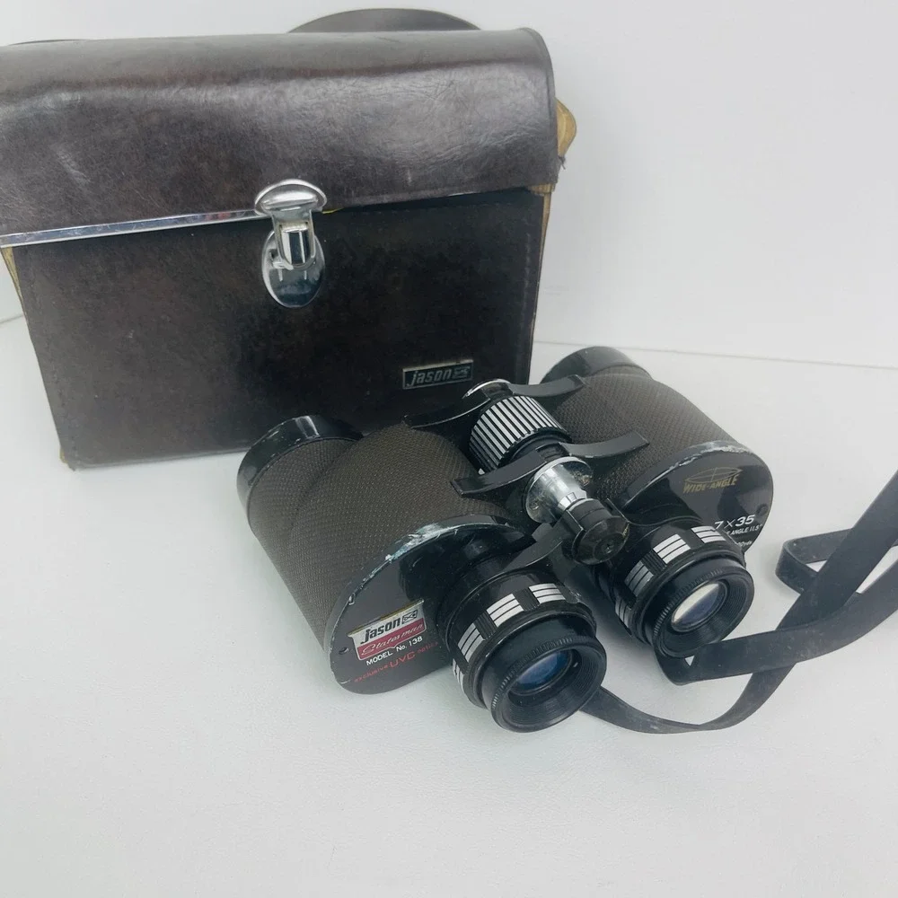 Jason Binoculars Statesman 7x35 Model 138 Brown Extra Wide Angle UVC Good